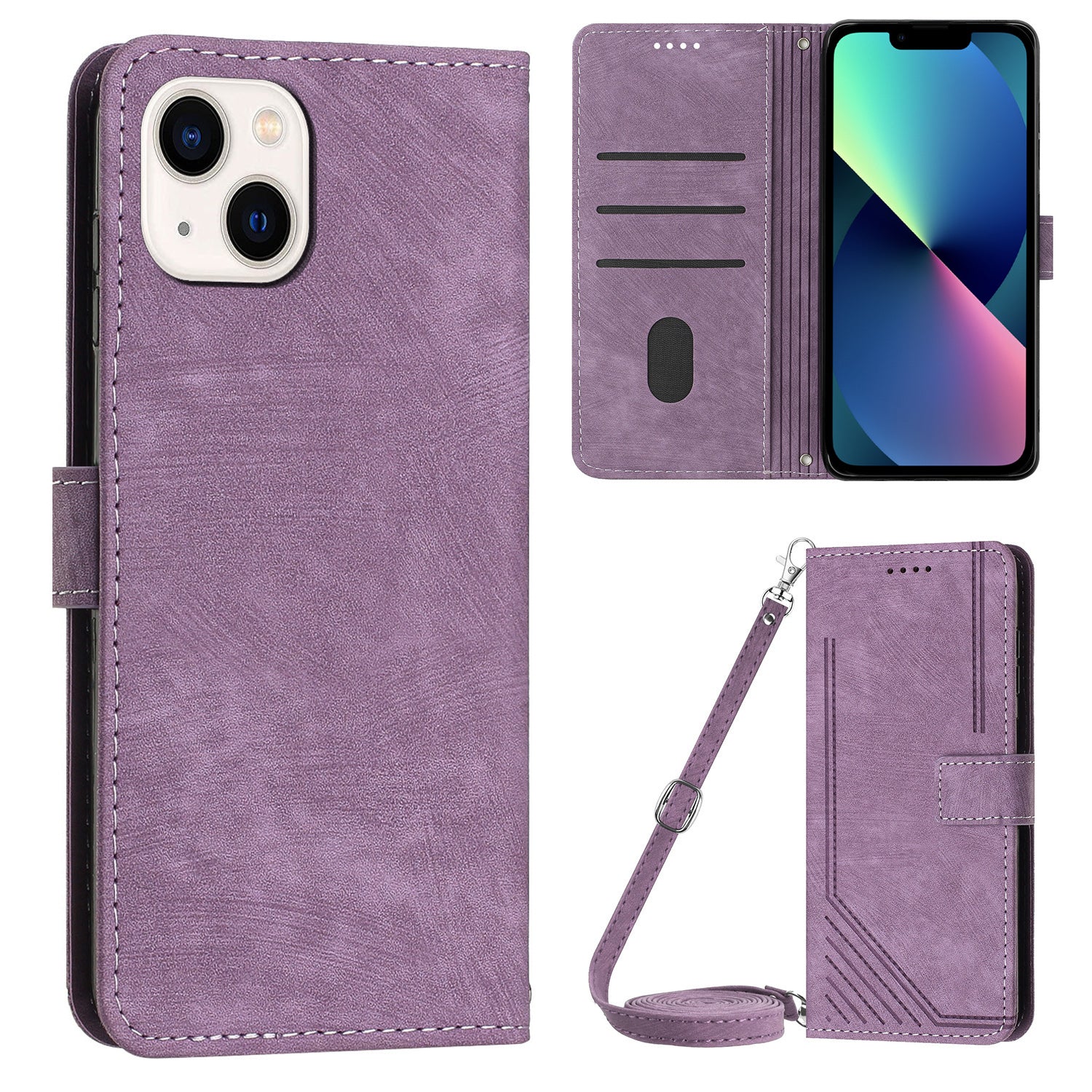 For iPhone 13 mini 5.4 inch PU Leather Flip Folio Case Lines Imprinted Stand Wallet Phone Cover For iPhone 13 mini 5.4 inch PU Leather Flip Folio Case Lines Imprinted Stand Wallet Phone Cover